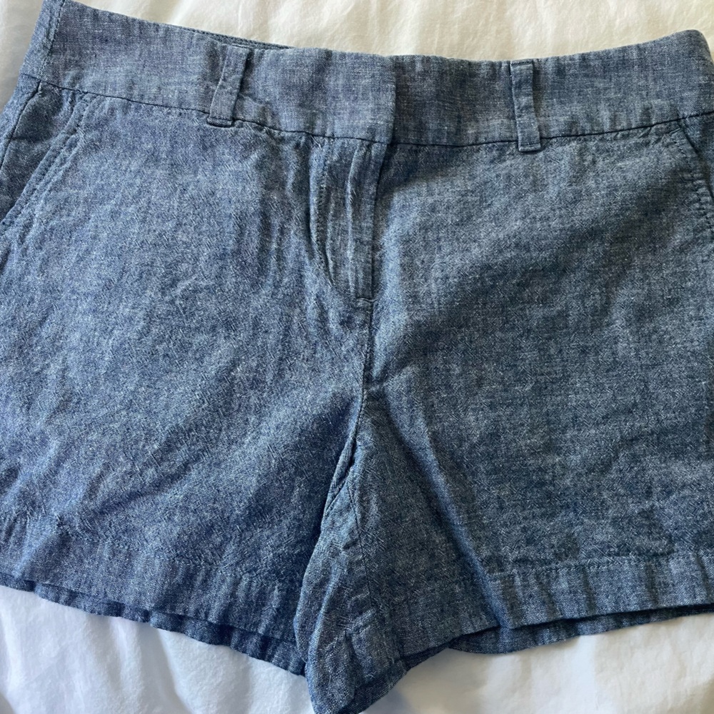Women’s Loft Outlet Blue Linen Cotton Shorts 4